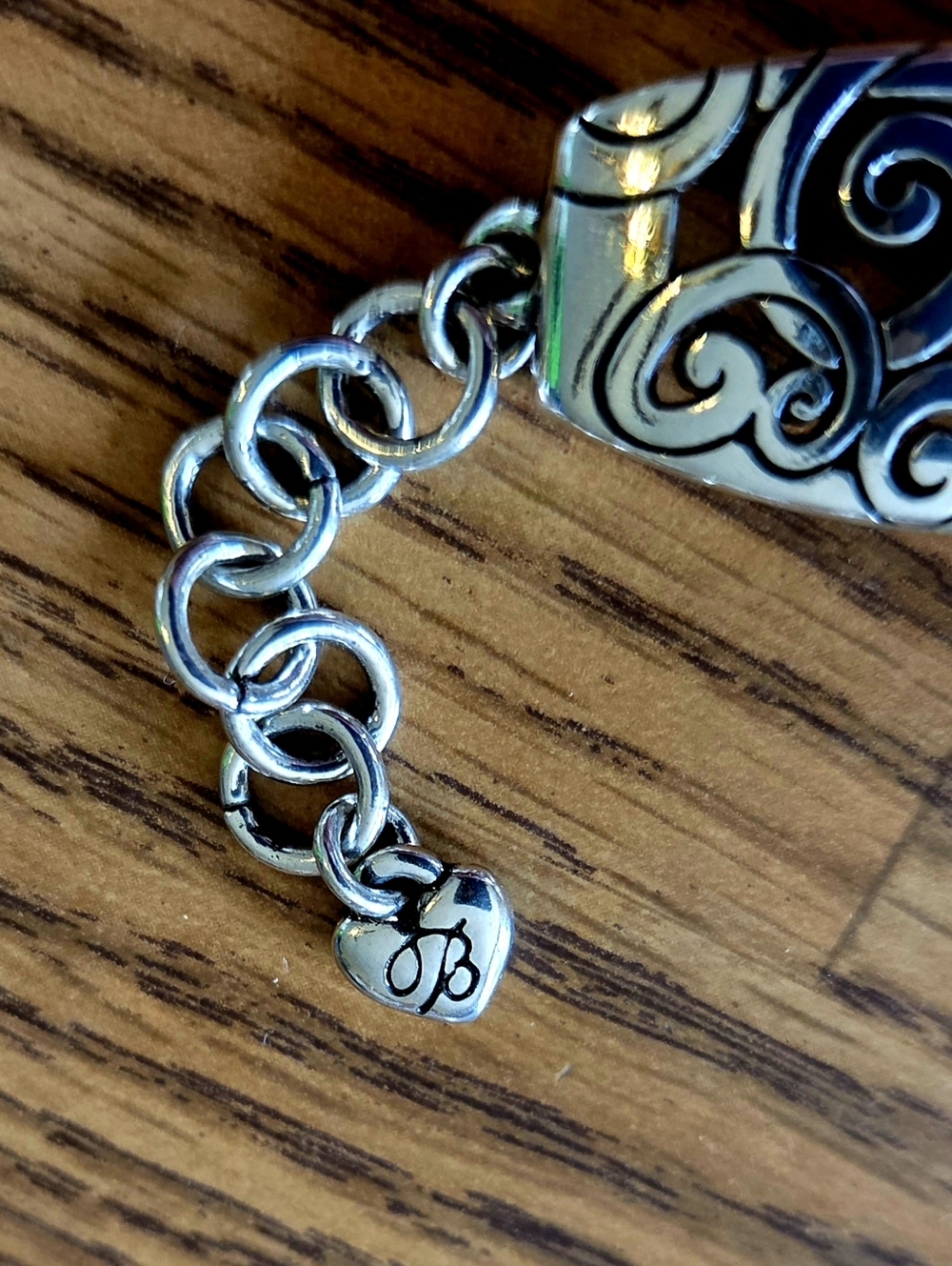 BRIGHTON Silver Swirl And Crystal Heart Link Bracelet WEDDING! - Picture 4 of 8